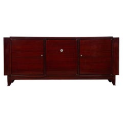 French Art Deco Sideboard, Rosewood, Three Doors, Tapered Legs, 1940s