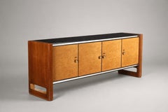 Credenza Palazzi dell'Arte Cantù, acero con venature a occhio di uccello e noce, Italia, anni '40