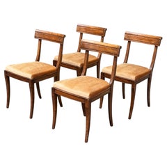 Set of Four Regency Style Klismos Dining Chairs, Mahogany, 1950s