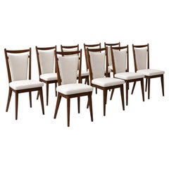 Set di otto sedie da pranzo in noce con schienale alto in stile Mid-Century Modern, anni ’60