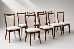 Set di otto sedie da pranzo in noce con schienale alto in stile Mid-Century Modern, anni ’60