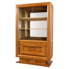 Art Deco Display Cabinet, Blonde Oak, France, 1940s
