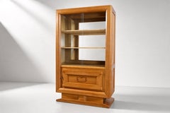 Art Deco Display Cabinet, Blonde Oak, France, 1940s