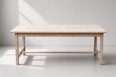 French Farmhouse Dining Table, Bleached Ash, Trestle Base, 1950s