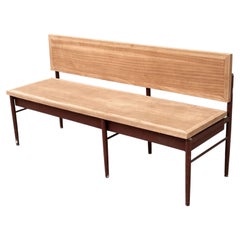 Industrial School Bench, Mahogany and Painted Steel, France, 1960s