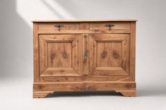 French Provincial Two-Door Buffet, Bleached Fruitwood, Louis XV Style, 1950s