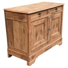French Provincial Two-Door Buffet, Bleached Fruitwood, Louis XV Style, 1950s