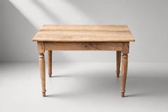 French Provincial Farmhouse Table, Bleached Walnut, Turned Legs, 1900s