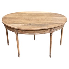 Console demi-lune de style Louis XVI, en noyer massif, France, années 1950