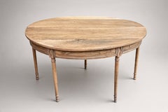 Console demi-lune de style Louis XVI, en noyer massif, France, années 1950