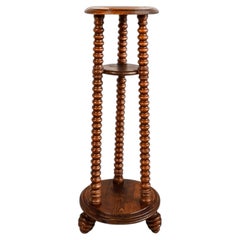 In the Manner of Charles Dudouyt, Tripod Plant Stand, Turned Oak, France, 1950s