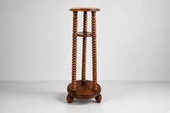 In the Manner of Charles Dudouyt, Tripod Plant Stand, Turned Oak, France, 1950s