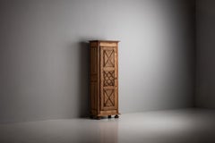 French Oak Bonnetiere Armoire Linen Cabinet, 1930s