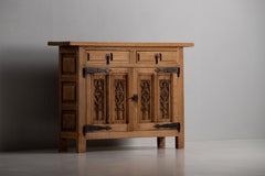 Spanish Gothic Style Oak Sideboard with Tracery Doors, 1940s