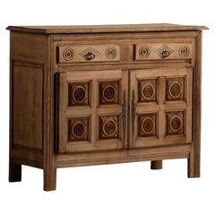 French Oak Sideboard with Carved Rosette Panels, 1940s