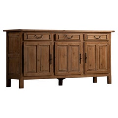 Spanish Bleached Oak Sideboard with Wrought Iron, 1950s
