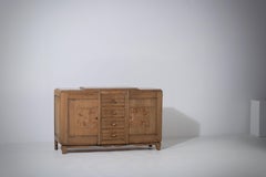 Oak Buffet with Carved Floral Panels, France, 1940s