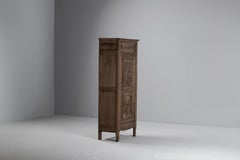 Antique Carved Oak Bonnetiere, France, Late 19th Century