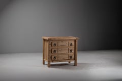 Pine Chest of Drawers with Iron Ring Pulls, France, 1940s