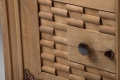 Carved Oak Sideboard with Basketweave Doors, France, 1940s