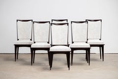 Set of Six Ebonised Art Deco Dining Chairs, France, 1940s
