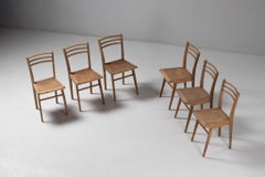 Set of Six Beech Ladder-Back Dining Chairs, France, 1950s