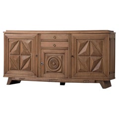 Solid Oak Sideboard in the Style of Charles Dudouyt, France, 1940s