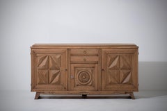 Solid Oak Sideboard in the Style of Charles Dudouyt, France, 1940s
