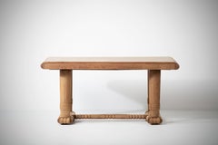 Table/bureau Art déco en chêne massif, France, années 1950