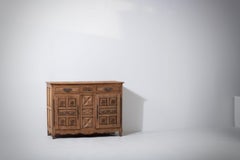 Oak Buffet, Hand-Carved Panels, France, 1940s