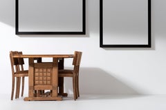 Oak Refectory Table with Pierced Lattice Ends, France, 1940s