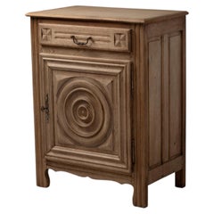 Small Oak Cabinet with Carved Spiral Rondel, France, 1940s