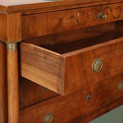 French Empire Cherrywood Commode, Brass Inlay and Columns, circa 1815