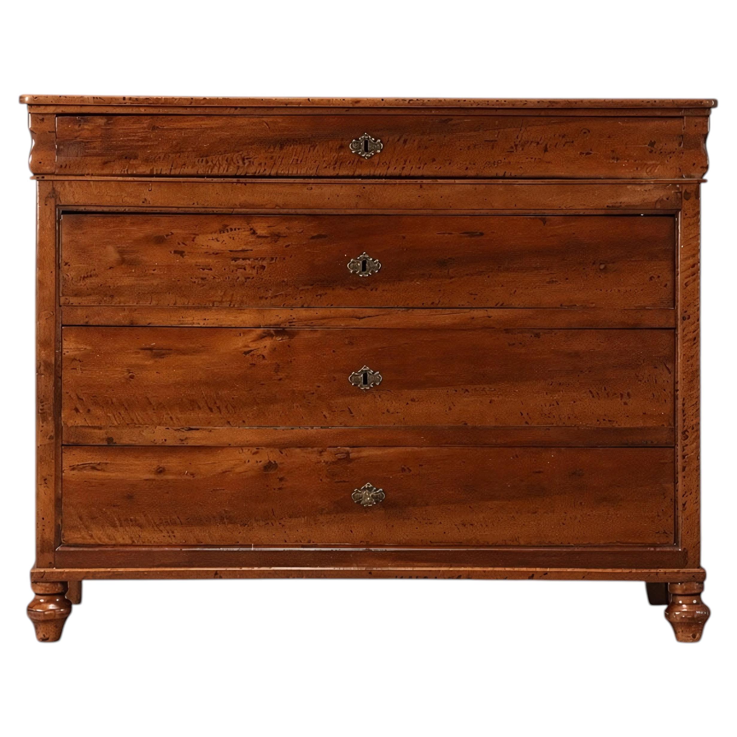 Louis Philippe Four-Drawer Commode, Solid Cherry, France, 1850s For Sale