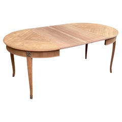 Louis XVI Style Extending Oval Dining Table, Cherry Marquetry, France, 1950s