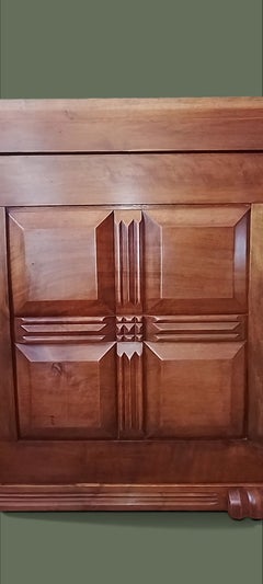 In the Manner of Charles Dudouyt, Walnut Sideboard, Carved Panels, France, 1940s