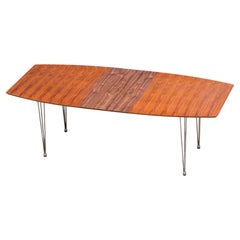 Walnut and Chrome Superellipse Extending Dining Table, Denmark, 1970s