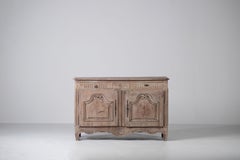 French Provincial Oak Buffet with Carved Sunburst Drawer, 1890s