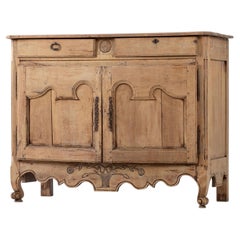 French Provincial Oak Buffet, Tall Design, Carved Rosette, 1890s