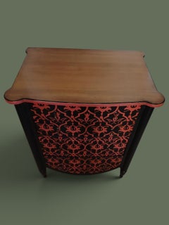 French Art Deco Four-Drawer Chest, Red and Black Lacquer, 1930s