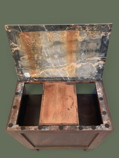 French Art Deco Nightstand, Burl Walnut and Portoro Marble, 1930s