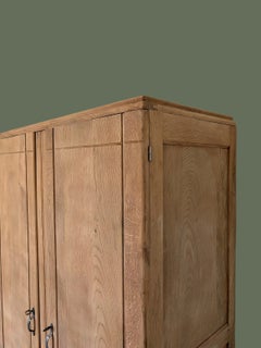 French Art Deco Two-Door Armoire, Solid Oak, Fully Demountable, 1940s