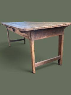 French Provincial Farmhouse Dining Table, Pine and Oak, Two Drawers, 1950s