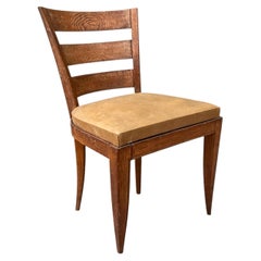 Attributed to Jean Pascaud, Set of Five Cerused Oak Dining Chairs, France, 1940s