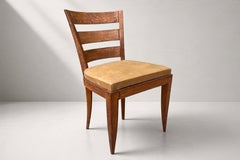 Attributed to Jean Pascaud, Set of Five Cerused Oak Dining Chairs, France, 1940s