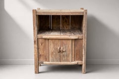 Chinese Primitive Cupboard, Stripped Elm, Wooden Latch, Circa 1920s