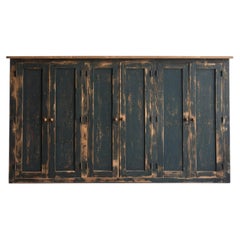 French Provincial Six-Door Sideboard, Patinated Pine, 1950s