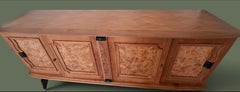 French Art Deco Four-Door Enfilade, Cherry and Burl, Ebonized Legs, 1940s