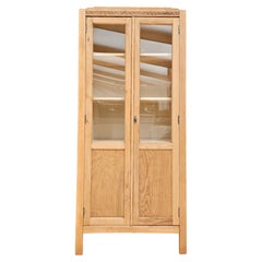 French Art Deco Vitrine Cabinet, Beech, Carved Floral Frieze, 1930s