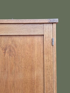 French Art Deco Two-Door Armoire, Carved Solid Oak, 1930s